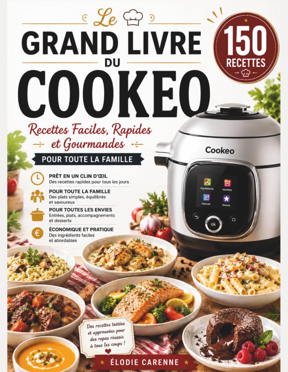 Le Grand Livre du Cookeo: 150 Recettes Faciles, Rapides et Gourmandes – Des Plats du Quotidien, Entrées, Viandes, Poissons, Pâtes, Riz, Légumes et Desserts pour Toute la Famille