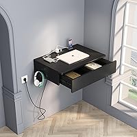 Vista 5 de ALISENED Escritorio montado en la pared, escritorio flotante para computadora portátil, escritorio de pared que ahorra espacio, escritorio de pared