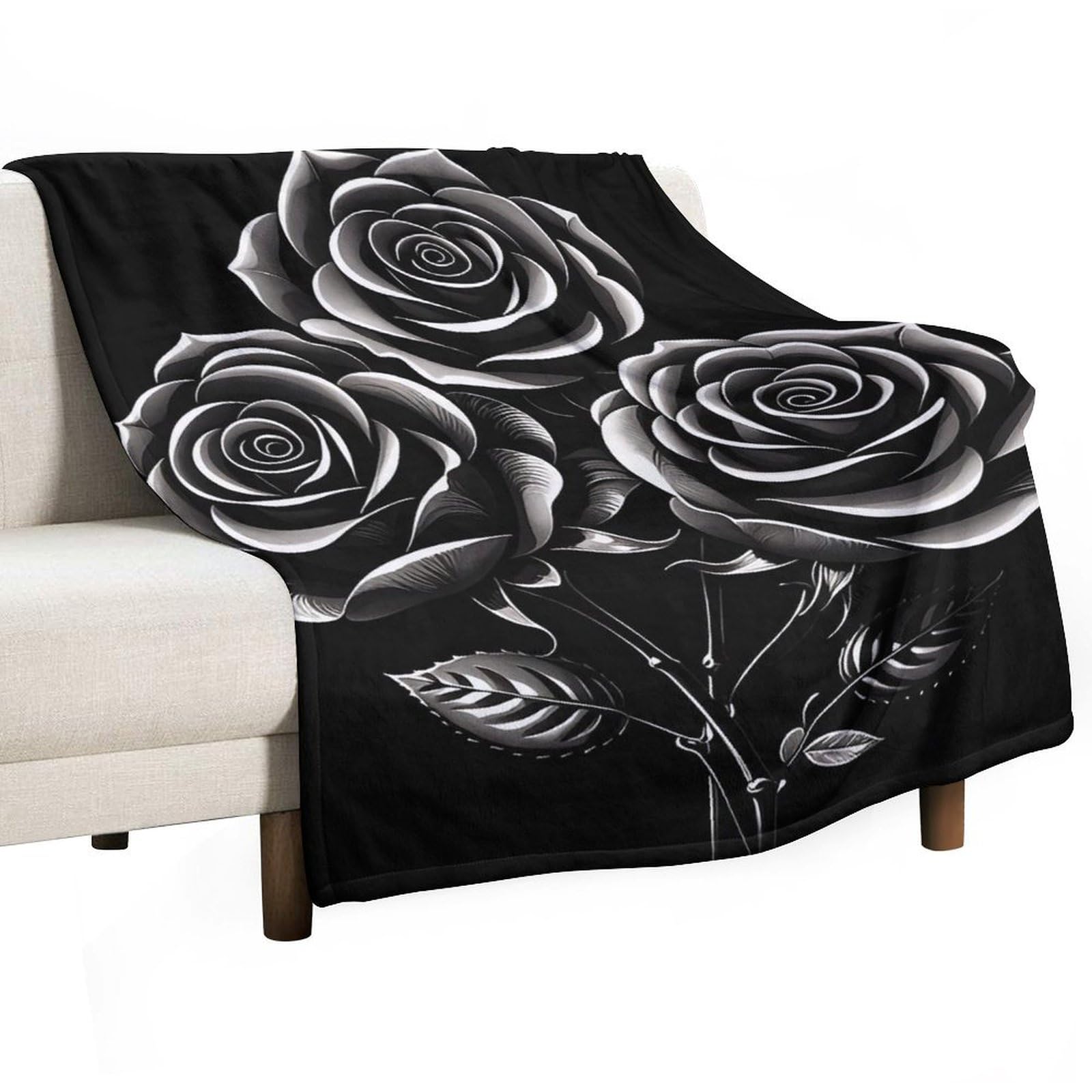 Couverture douce motif rose gothique pour des soirees cocooning uniques