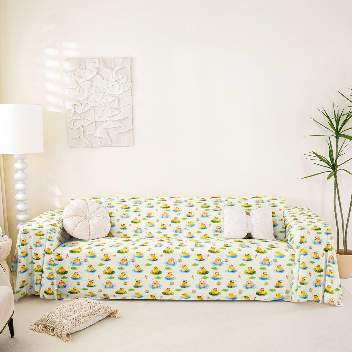 Homewish Housse de Canapé 231 x 340 cm Canard en Caoutchouc Jaune