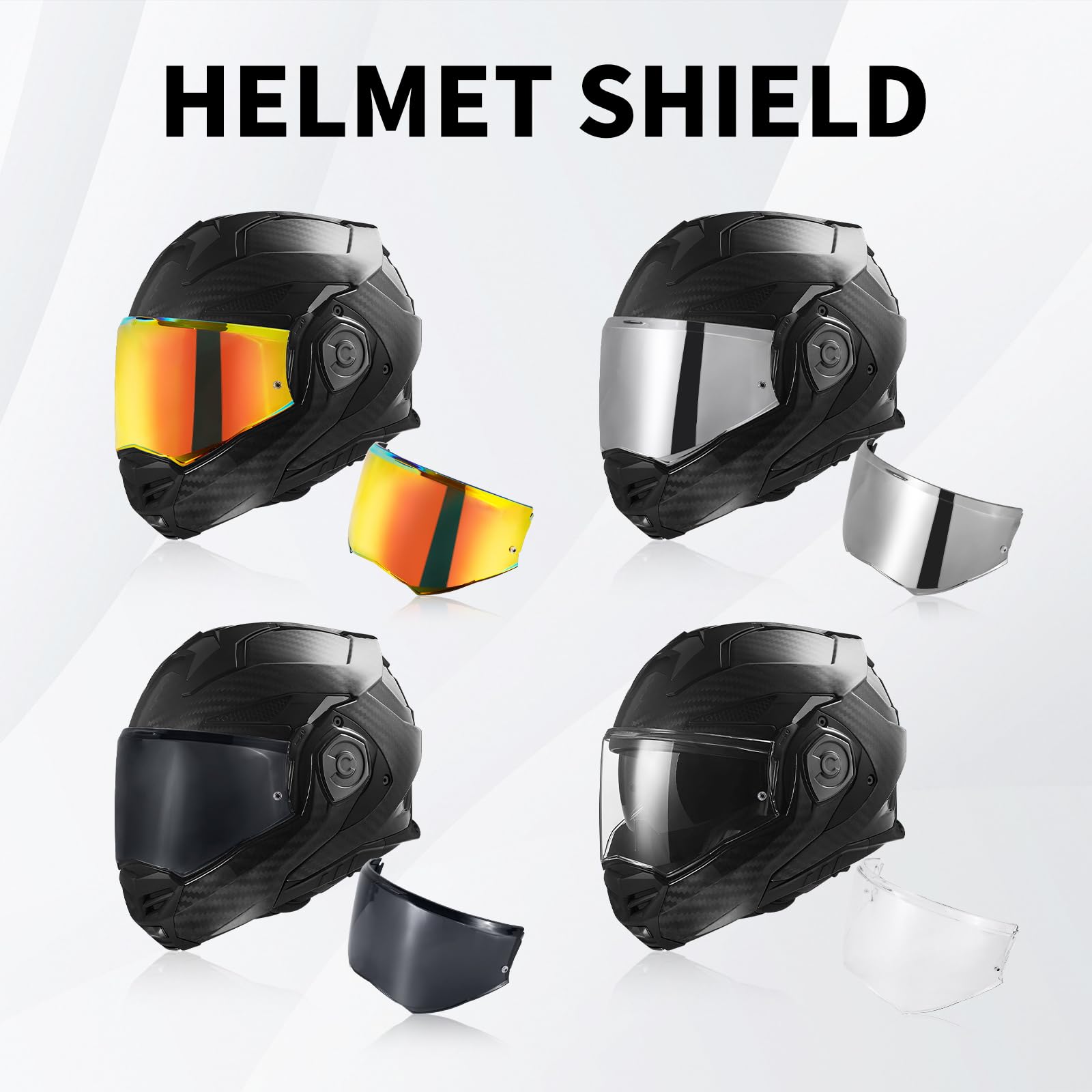 VCOROS Visera Casco Moto para FF901/Advant X,Visiera per Casco modular da Moto,Visera de Lente para Casco Protección contra Viento,Accesorios de Protección Facial (Negro)