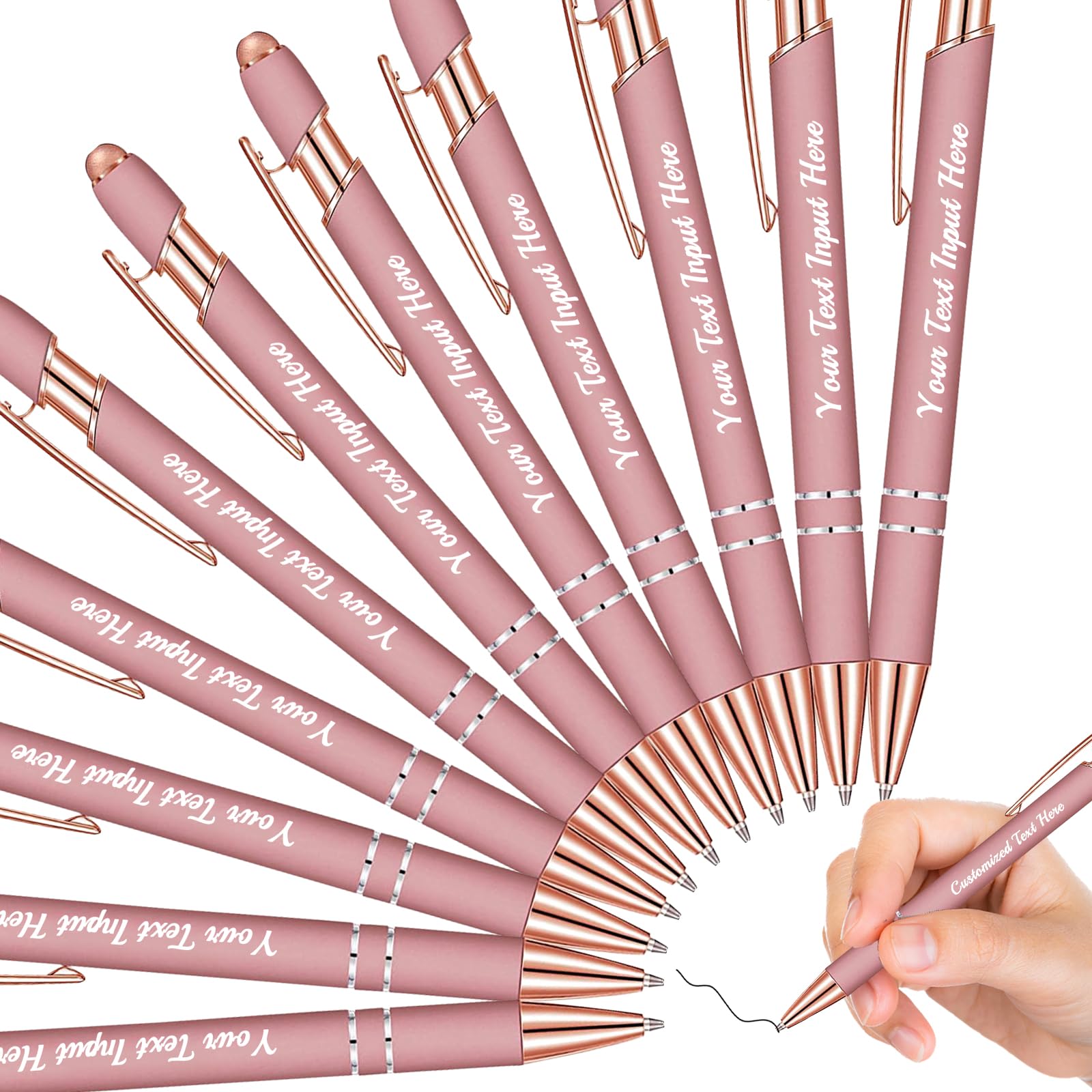 ShAxzHen Personalised Pens with Name Custom Ballpoint Pens Bulk Customised Engraved Pen Stylus for Business Graduation Black Ink Advertising Office Gifts Rosegold 108 PCS