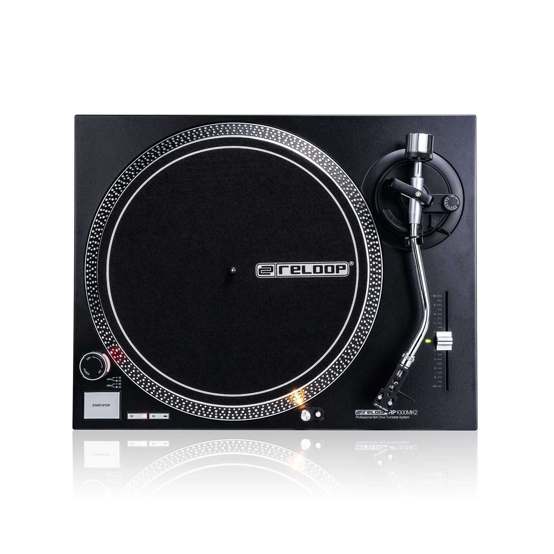 Reloop RP-1000 MK2 - Tocadiscos con transmisión por Correa para DJ y HiFi, Rango de variación Pitch +/-10%, Negro