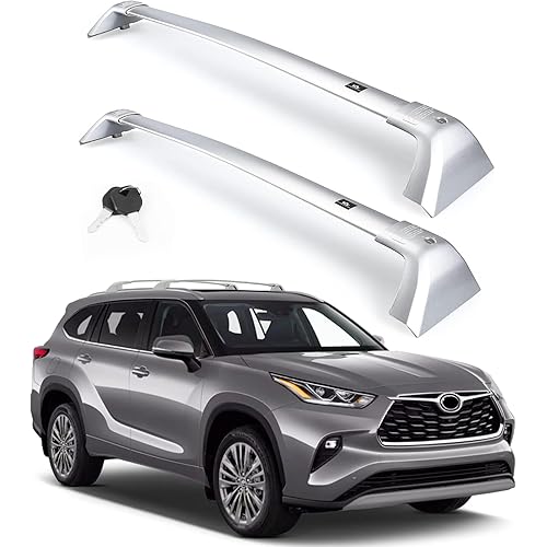 Autekcomma Silver Heavy Duty Roof Rack Crossbar Replacement for Toyota Highlander 2020-2026 XLE Limited Platinum,Anti Theft Mechanism Lock with Max 260 lbs Loading Weight Crossbar(Sold as 1 Pair)