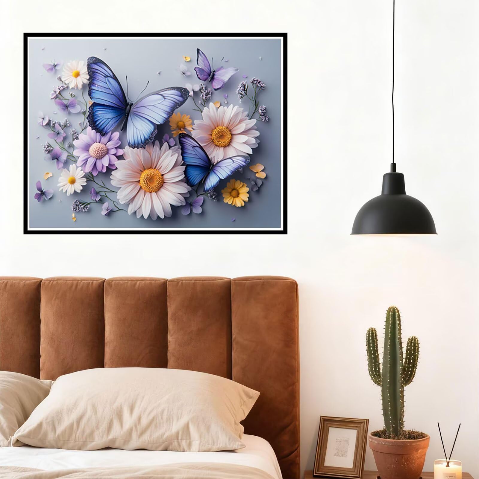 Schmetterling Malen Nach Zahlen Erwachsene Blume Malen Nach Zahlen Kinder ab 7, DIY Set Erwachsene Bastelsachen Kreativ Set für Kinder Geschenke für Männer, Weihnachten Halloween Deko 60x80cm H - 970