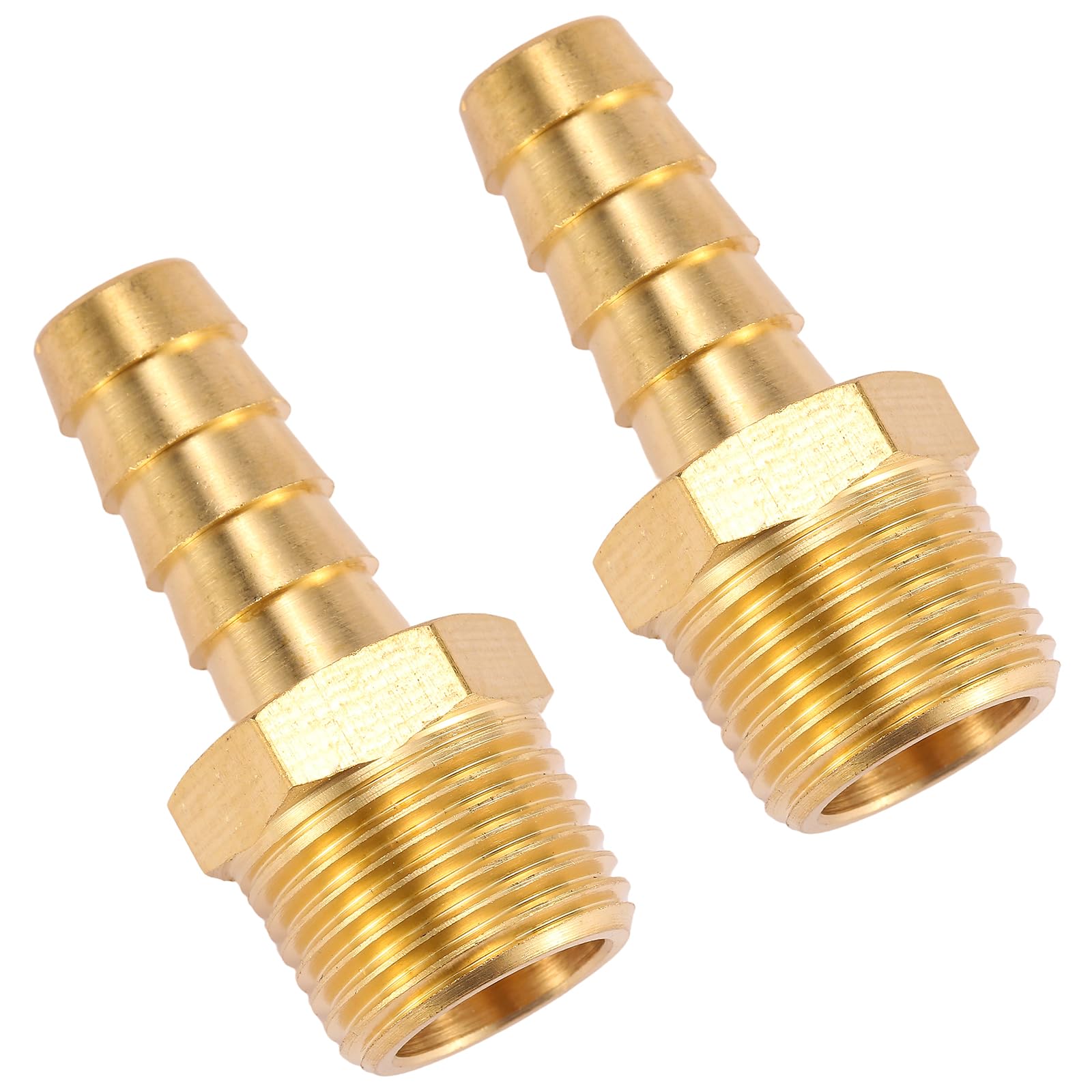 2 Pack Brass Hose Barb Fittings, 3/8" Barb x 3/8" NPT Male