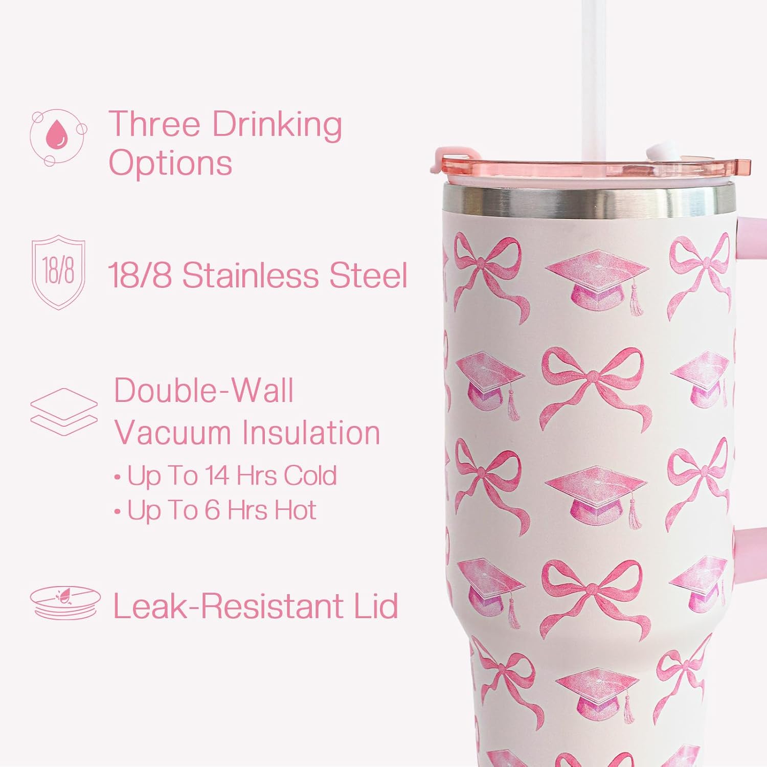 ORIENTAL CHERRY Graduation Gifts - 40oz Tumbler Bouquet Gift Kit - Class of 2026 Gift Ideas for Her Women Girls Funny Congrats Grad Gifts for 6th 8th Middle High School College - Image 5