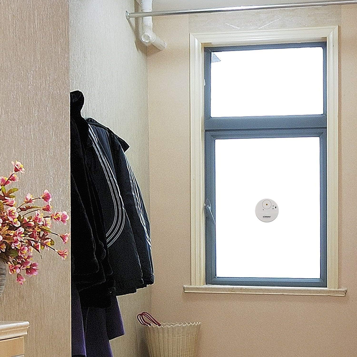 WER Doberman Alarma de Ventana ultradelgada de Seguridad, Alarma Fuerte de 100dB y sensores de vibración, Alarma antirrobo de diseño Moderno y Ultrafino con Respaldo Adhesivo (12 Paquetes)