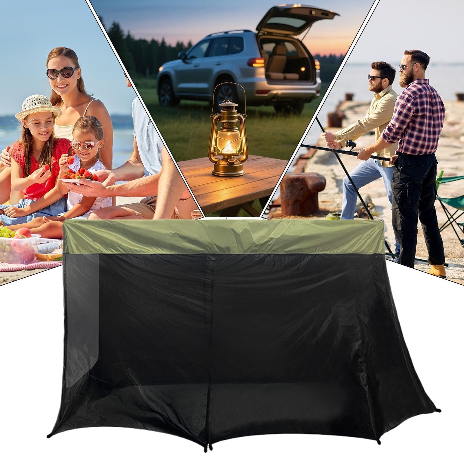 Tente de camping pour voiture – Auvent imperméable anti-UV | 326 x 198 x 190 cm | Tente coupe-vent pour hayon de voiture | Pour randonnée, voyage, pêche, activités de plein air, véhicule, camion