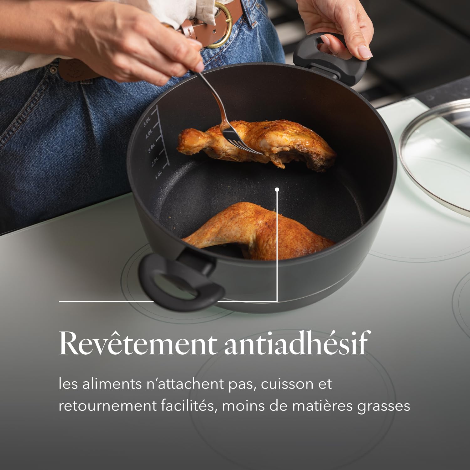 FLORINA Faitout Aluminium (5,1 l) I Diamètre de 26 cm I Marmite avec Couvercle en Verre DELUX I Casserole avec Fond à Induction I Faitout pour Induction, Marmite tous Feux I Revêtement Antiadhésif - 5