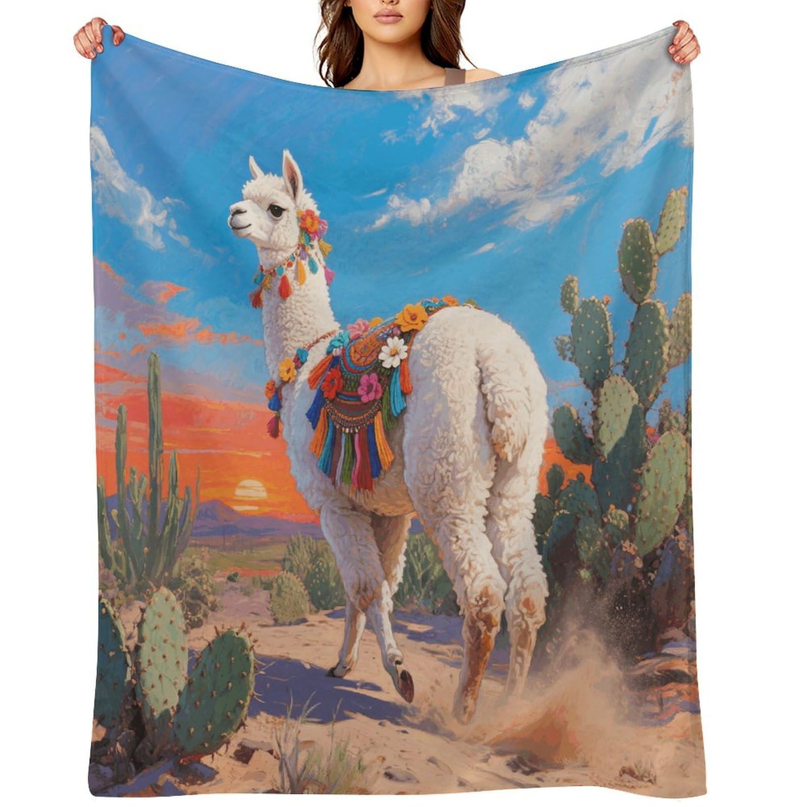 White Alpaca Throw Blanket for Couch and Bed Super Soft Warm Lightweight Throw Blankets Cozy Fuzzy Flannel Blanket Personalized Decorative Blankets for Sofa Decor 40"x50"