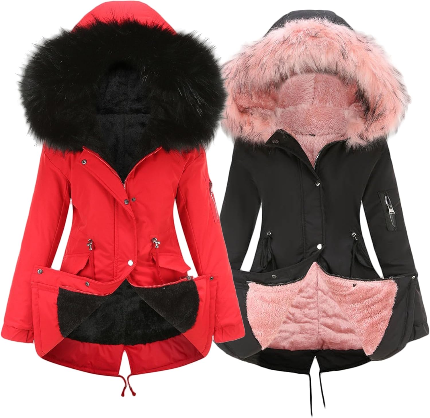 JEKE-DG Women's Cotton Hooded Waterproof Parka Jacket Soft Thicken Winter Anorak Jacket Military Heavyweight Outerwear