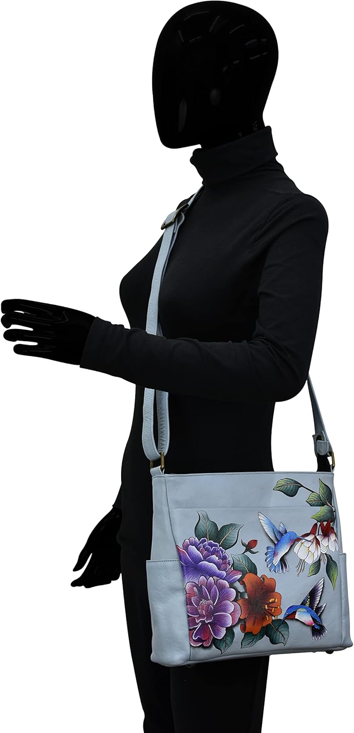 Anna by Anuschka Women's Hand-Painted Genuine Leather Crossbody with Side Pockets - Image 2