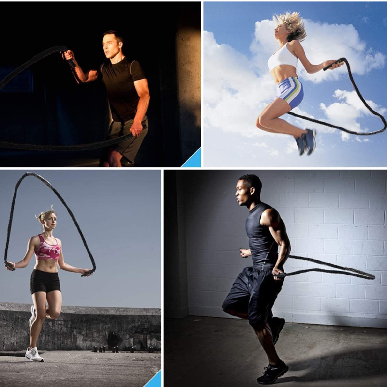 TIM-LI Cuerda para Saltar Duradera/Cuerdas para Saltar De Batalla Ponderadas, Entrenamientos De Cuerpo Entero para Equipos De Fitness para Piernas Traseras Y Glúteos - Entrenamiento De Fuerza