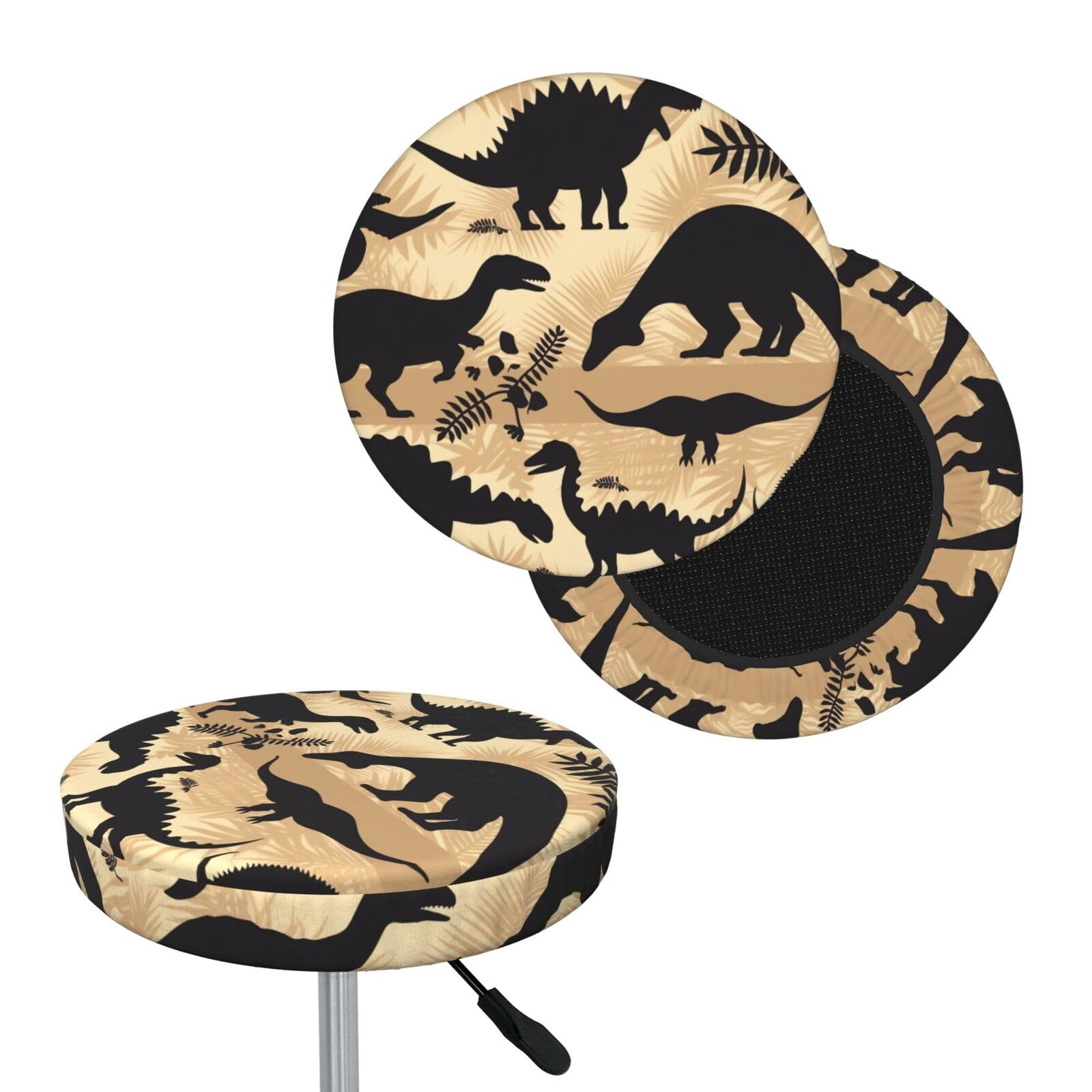 NONHAI Dinosaur Silhouette Bar Stool Cover Round Elastic Stool Cushion Covers Dustproof Bar Chair Cover Washable Stool Cushion Slipcover Stretch Stool Seat Covers for 12-14 Inch Chair