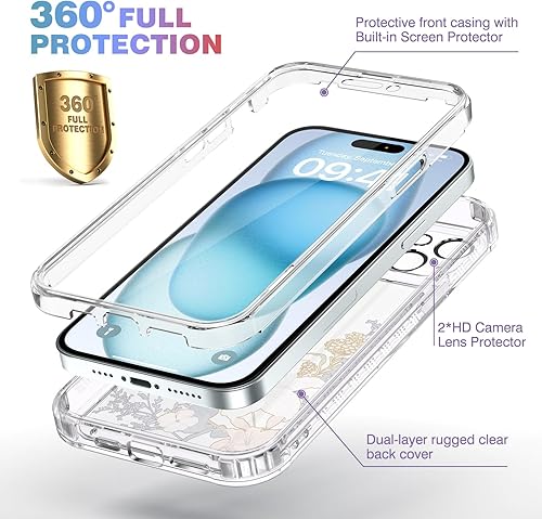 Miniatura 238 de Diaclara - Funda diseñada para iPhone 14 Pro Max, resistente, de cuerpo completo, con protector de pantalla sensible al tacto y antiarañazos + Blanco