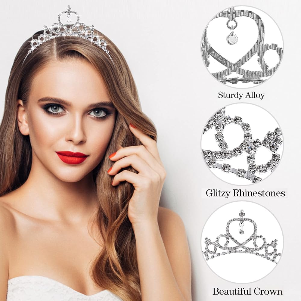 Bijou Tête Scintillant Couronne De Princesse Strass Lilbitty | Pour Mariage, Anniversaire, Bal | Élégante Et Brillante | Femme Diadème Mariage élégant