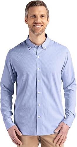 Cutter & Buck Skyline Epic Confidence Recycled Pinstripe Mens Big & Tall Long Sl