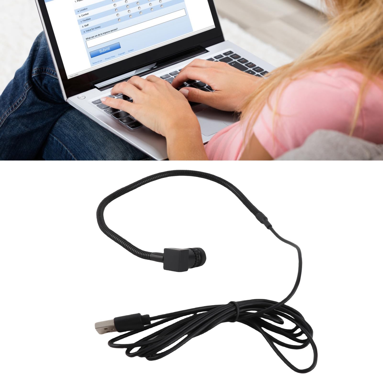 Cámara Web Central USB para Contacto Visual, Cámara Web USB 1080P Plug and Play, Cámara Web de Pantalla Media de 2 MP con Enfoque Automático con Micrófono para PC, Portátil,