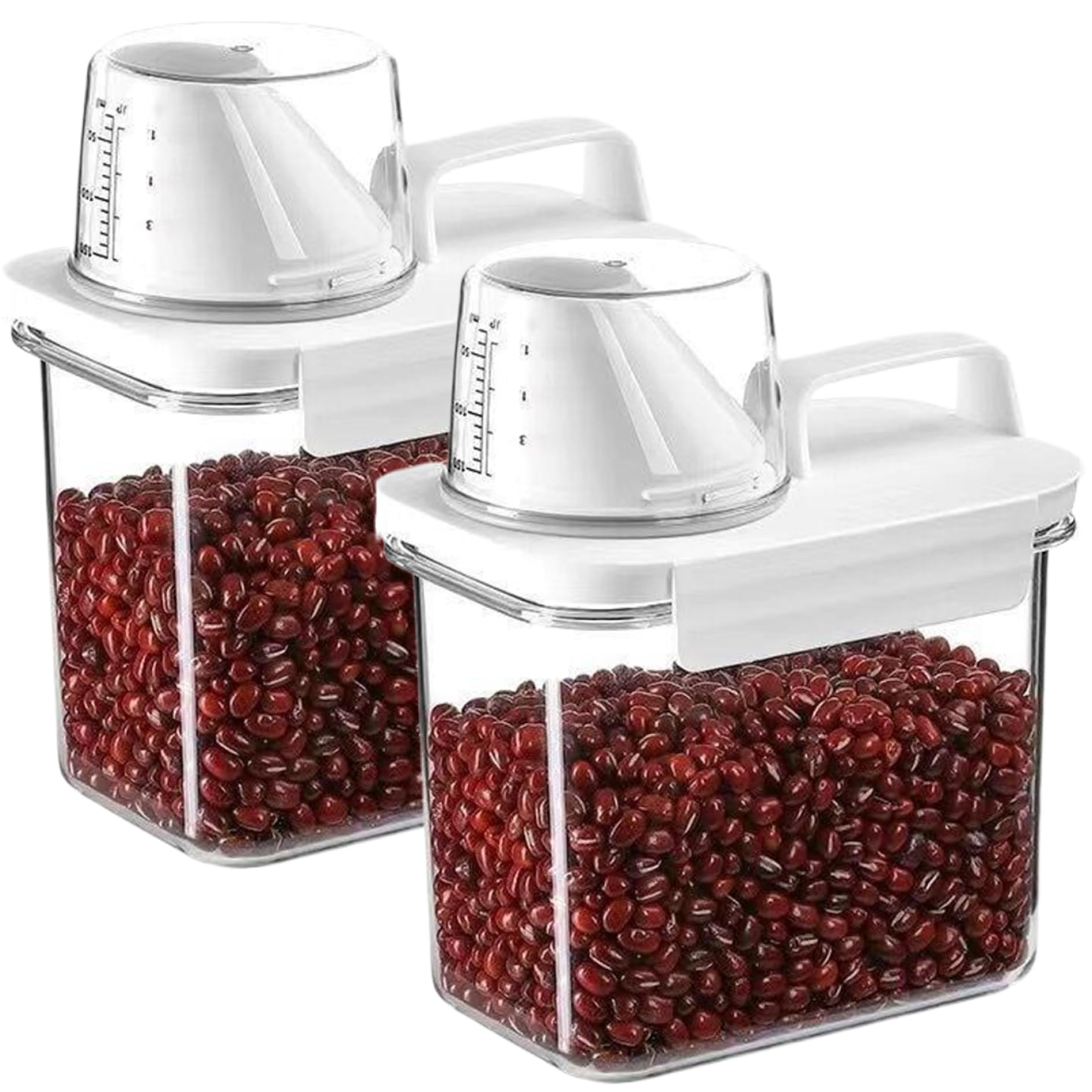 Syglawnd 1100Ml Rice Storage Container, Rice Container, 2Pcs Airtight Cereal Storage With Measuring Cup & Pour Spout, Clear Plastic Holder, Grain Dispenser With, Cereal