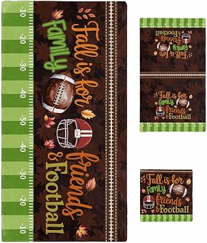 Bath Towel Sets, Thanksgiving Rugby Helmet Brown Bathroom Towels Soft Hand Towel Washcloth Cotton Towel Set,Absorbent Soft Bath Set for Hotel Beach Pool Fall Maple Leaf Green Towels