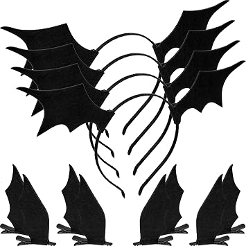 12 Pieces Halloween Bat Headbands Bat Hair Clips Bat Head Accessory for Halloween Cosplay Costume Party Black