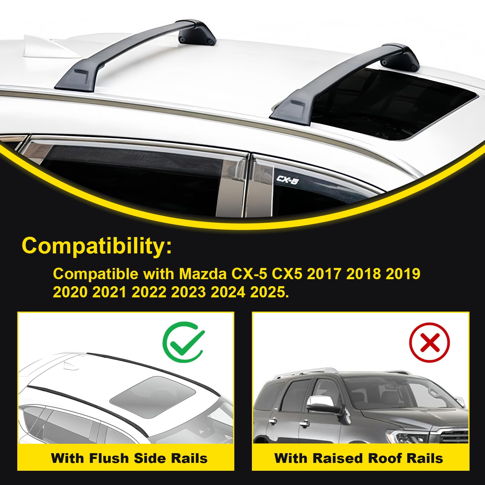 Amazon.com: ROSY PIXEL Roof Rack Cross Bars Compatible with Mazda
