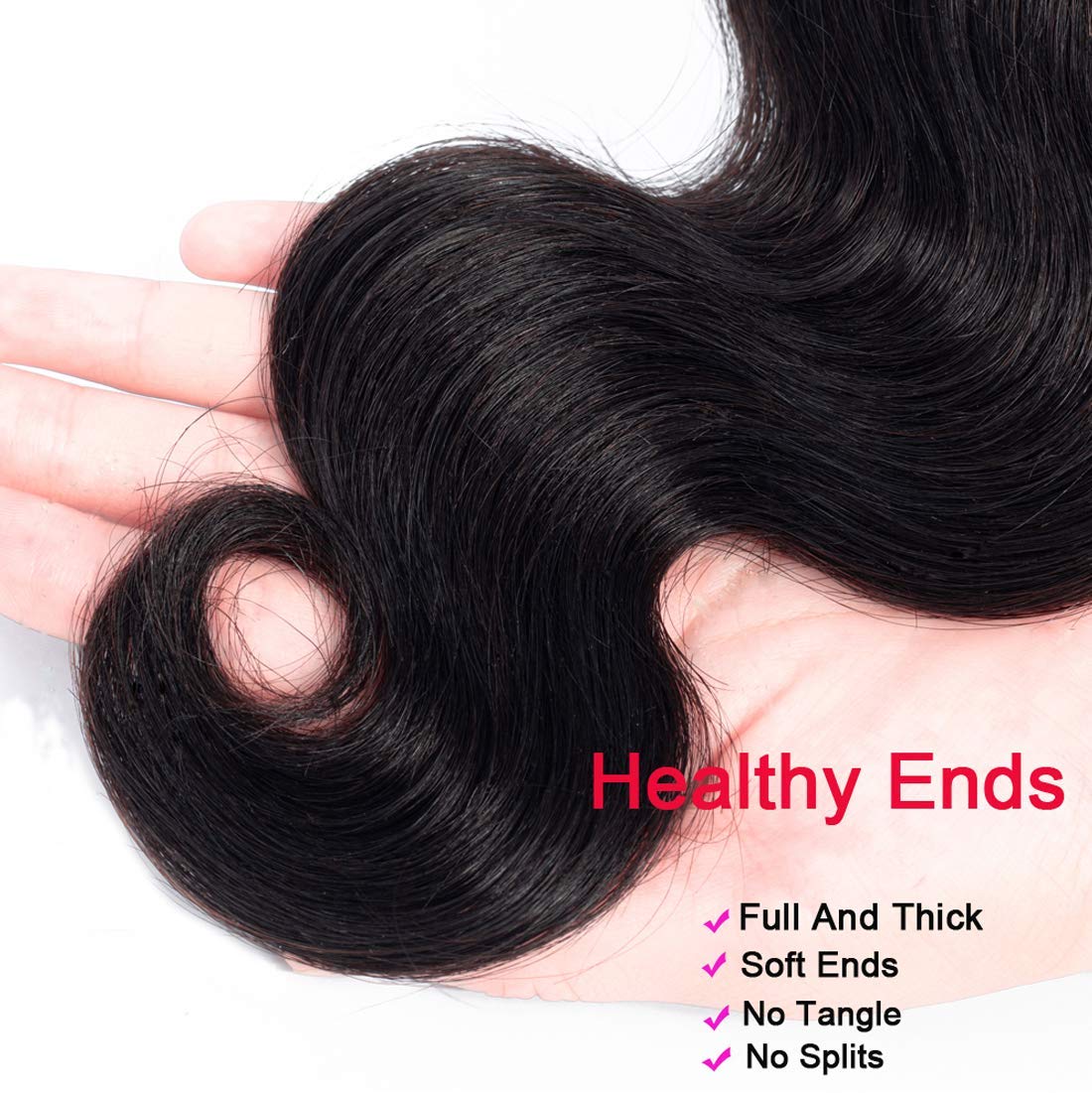 Beauty Forever Indian Body Wave Hair 3 Bundles with 4x4 Lace Closure Free Part Hair Extensions 100% Unprocessed Human Virgin Hair Weaves Natural Color (16 18 20+14 closure)