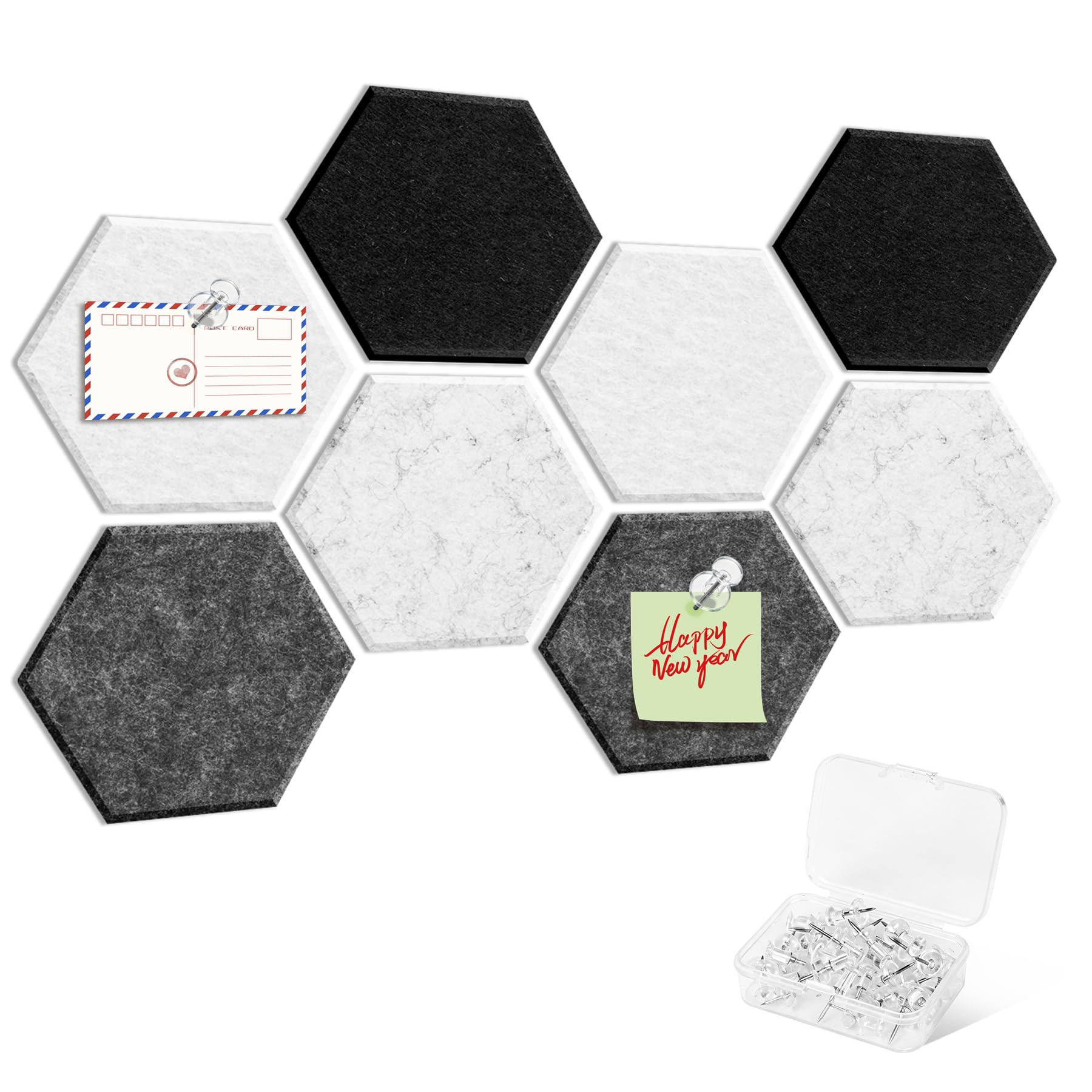 8PCS Hexagon Felt Bulletin Cork Tiles, Bulletin Board for Walls Decor