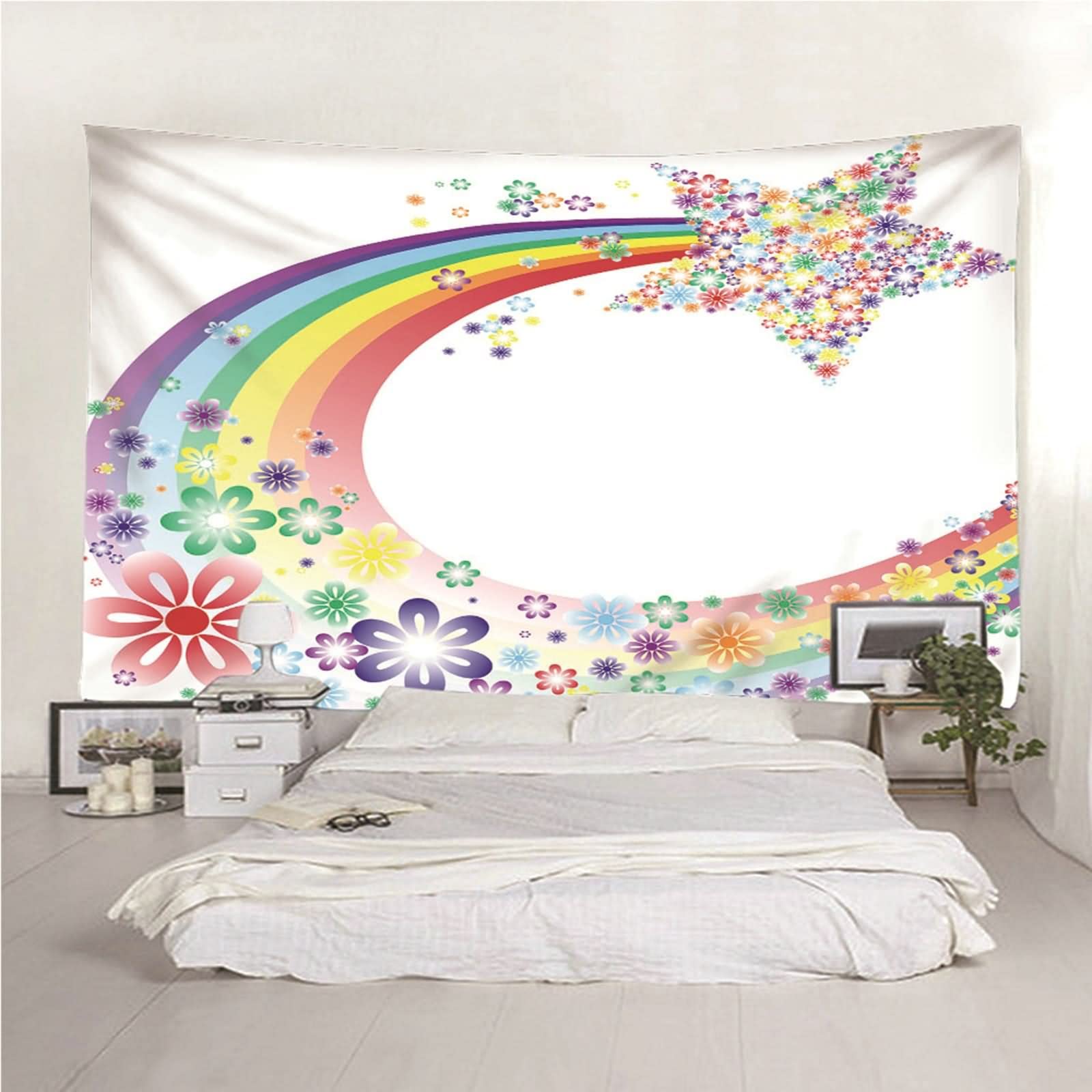 Tapices Salon, Decoración Navideña Exterior Arco Iris Floral y Estrella Poliéster Vistoso 260x240CM