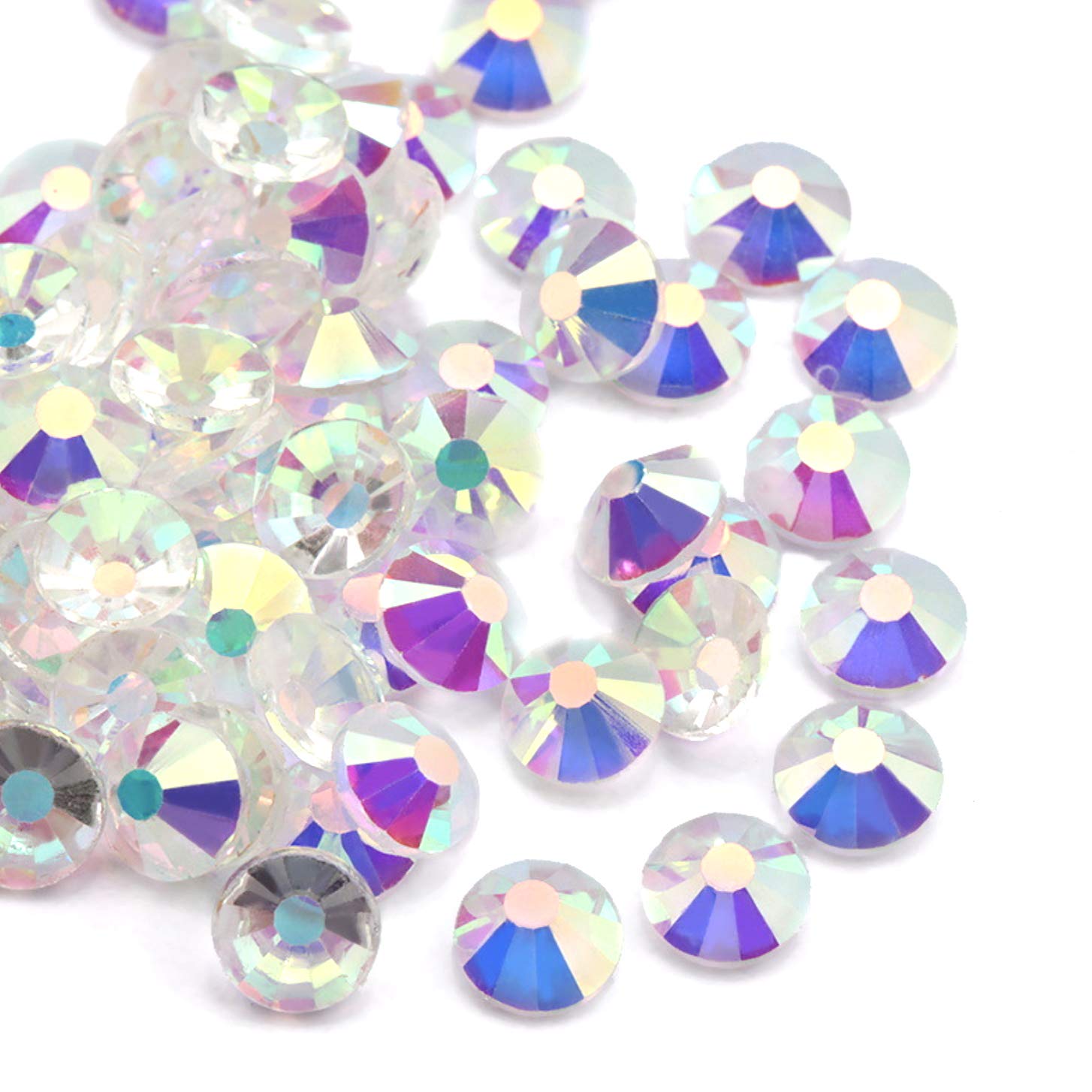 Crystal AB/Crystal Flatback Glass Rhinestones Glue Fix (ss20 (4.8mm) 1440 pcs, Transparent AB)