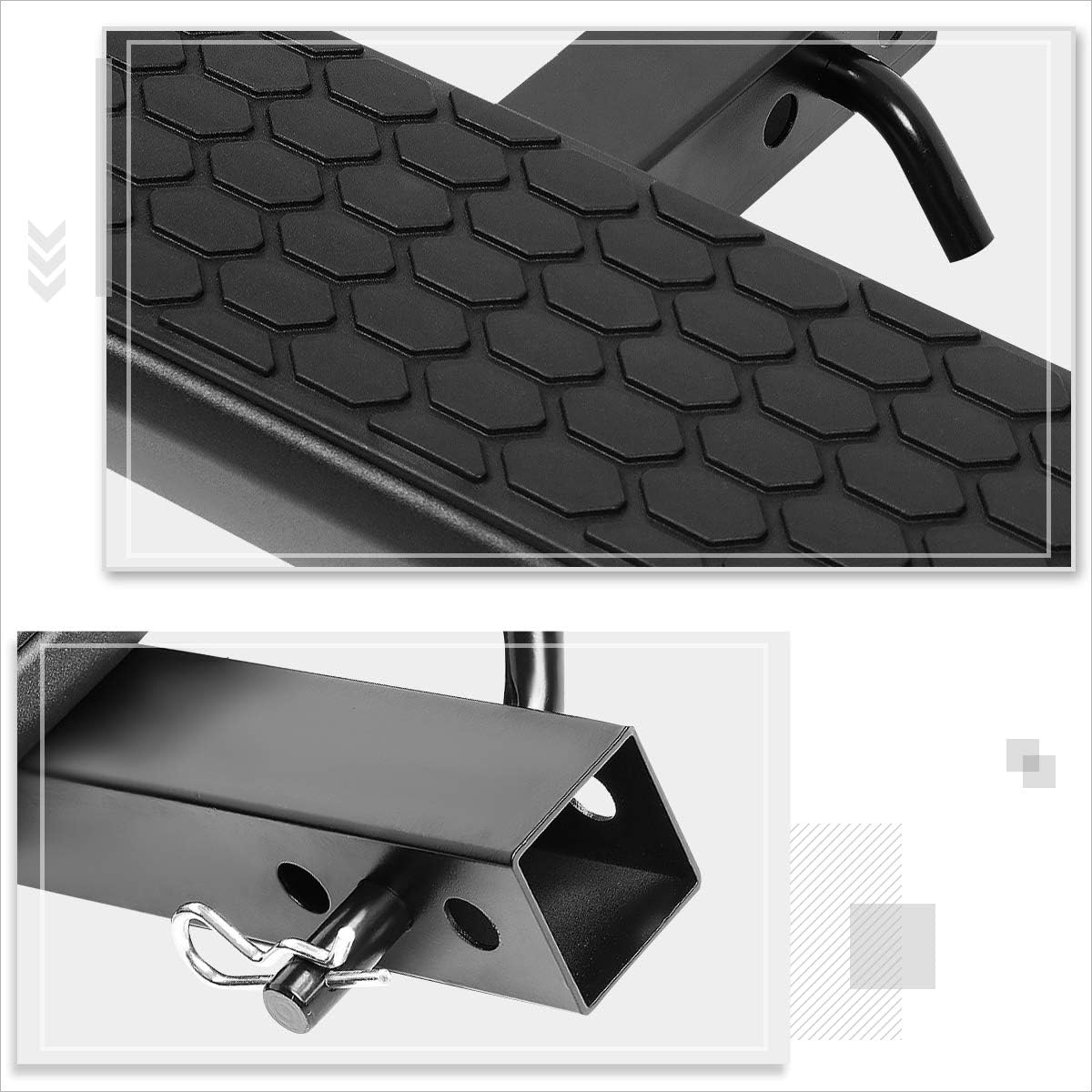 Aluminum Trailer Towing Hitch Step Fits 2 Inch Receiver,Rear Bumper Guard | 36" W X 5.5" L (Black)
