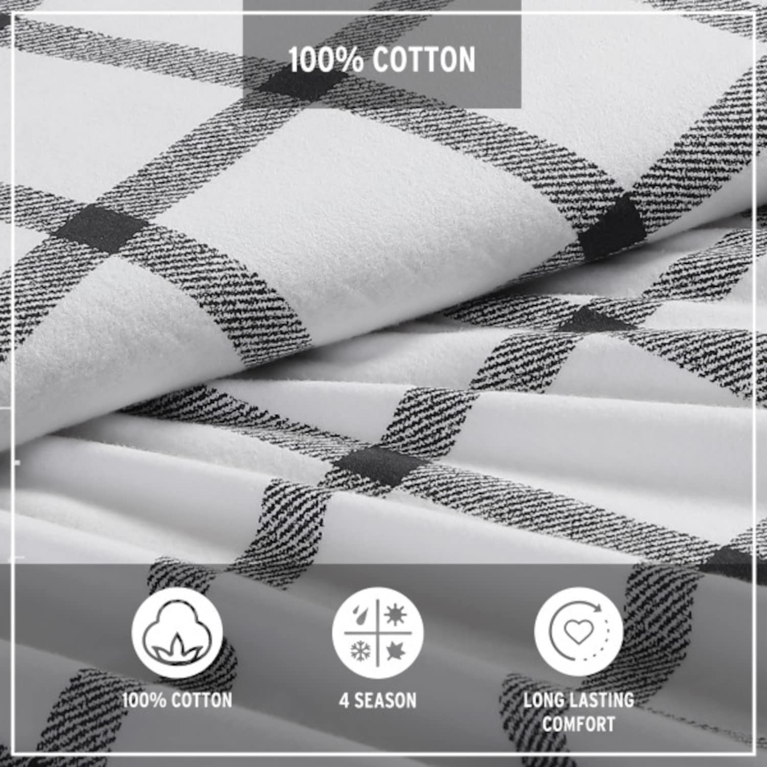Eddie Bauer - Set di biancheria da letto in flanella di cotone, spazzolato per una maggiore morbidezza, accogliente decorazione per la casa (Bunkhouse Plaid, Queen)