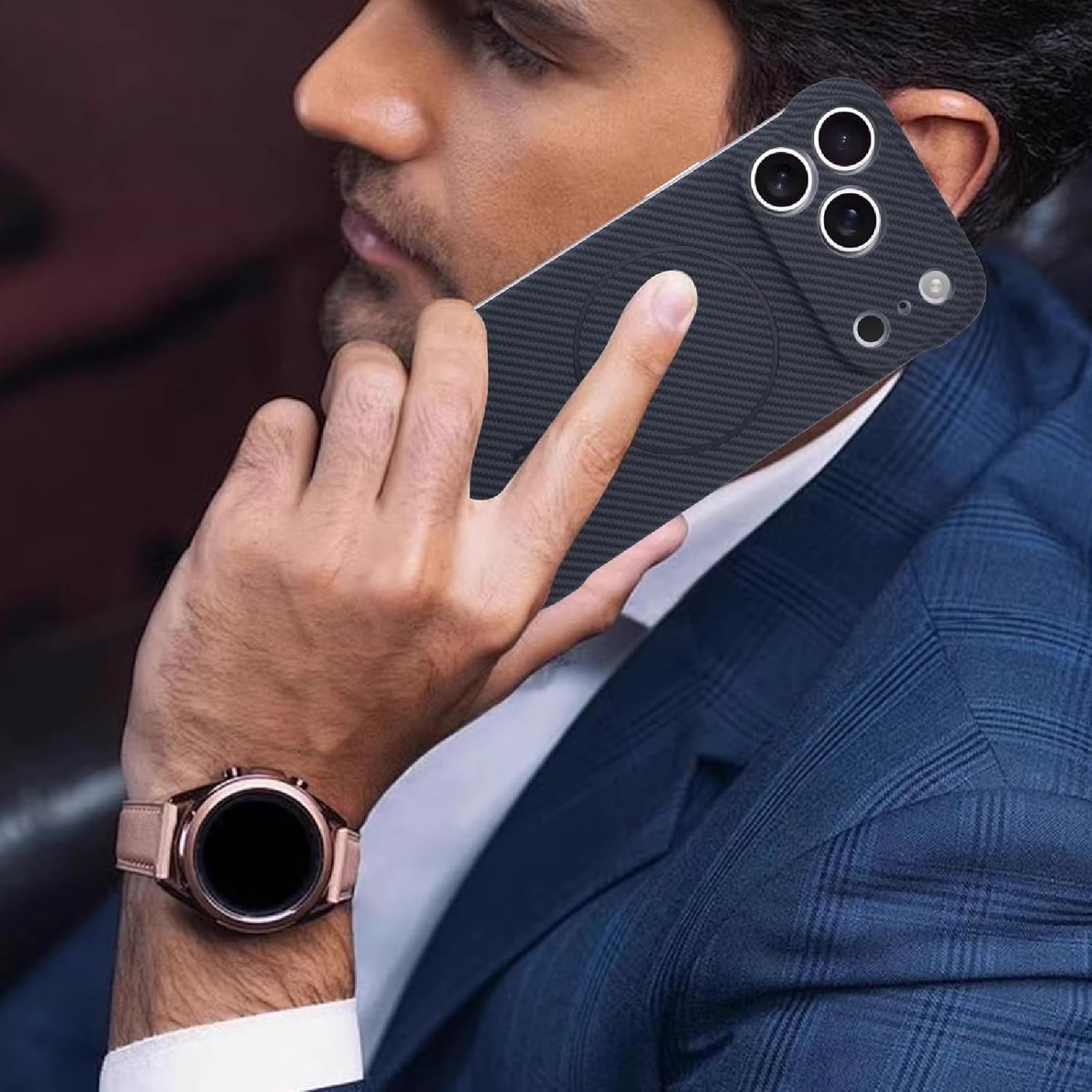 Guppy Magnetic Slim Case for iPhone 17 Pro, [Compatible with MagSafe] Carbon Fiber Bumper Texture Ultra-Thin Hard PC | Camera Lens Protector | Frameless Design | for Men Women-Black - Image 7