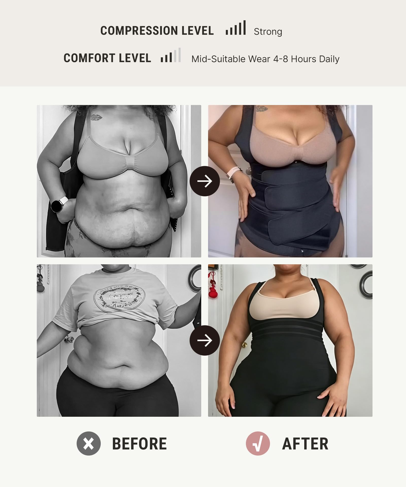 FeelinGirl Ceinture d'entraînement en latex pour femme - Grande taille - Corset à 3 ceintures - Crochets en acier