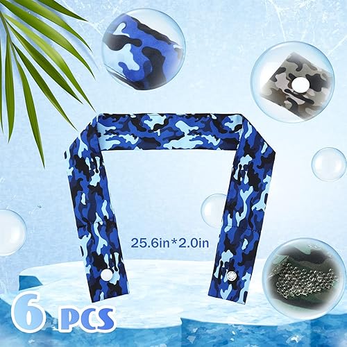 Miniatura 2 de 6 unidades de envoltura refrescante para el cuello, bandana refrescante con botón para el cuello, bufanda fría de hielo para mujeres, verano