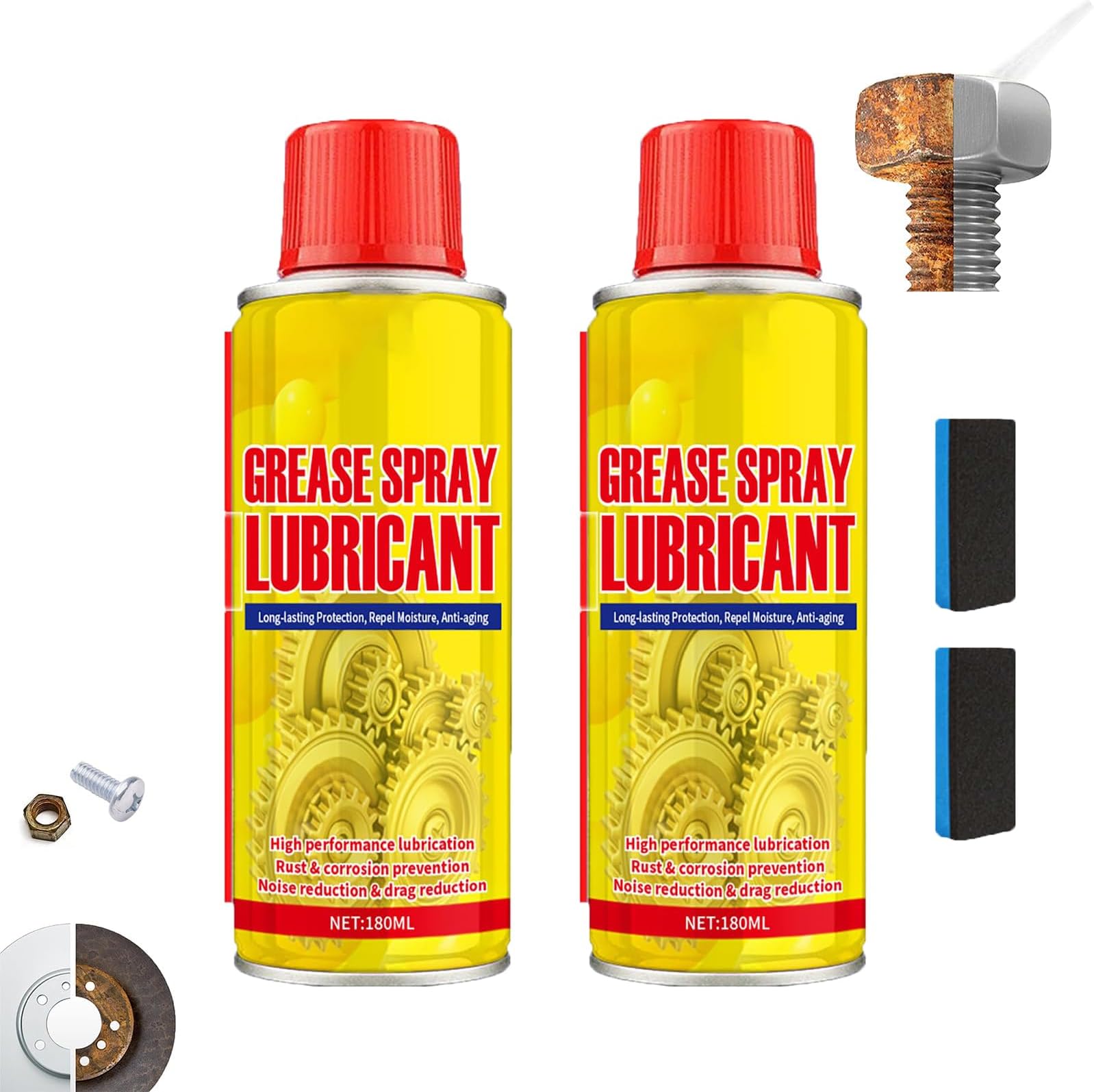 Anti-Rust Lubricant Spray & Rust Remover - Rust Remover Spray for Metal, Multi-Purpose Lubricant Rust Remover Sprays, Fast-Acting Formula for Vehicles, Tools, Chains (2Pcs)