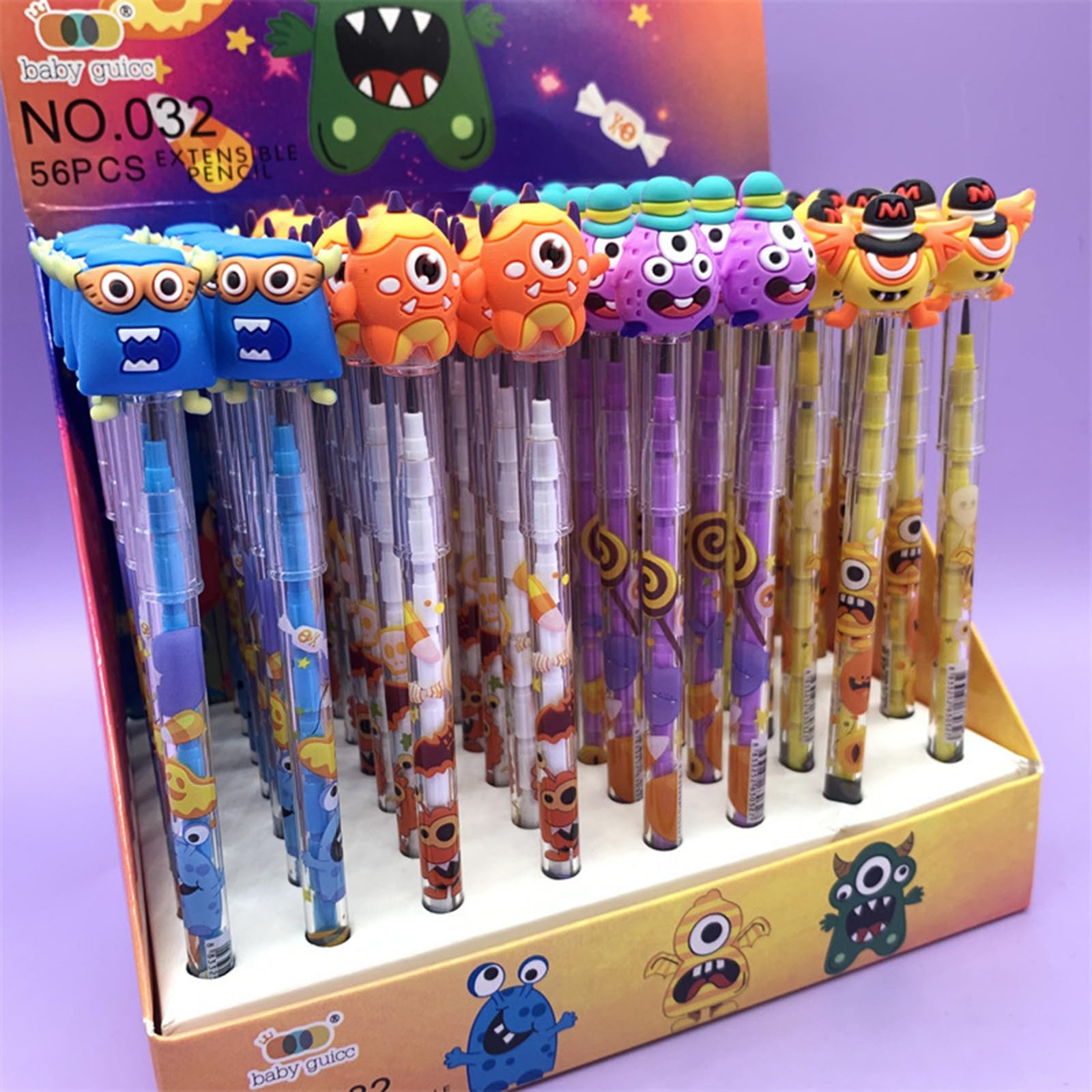 56 Stück Halloween Bleistifte, stapelbar, für, stapelbar, nicht spitzend, Push Bleistift für Halloween Party, Push für, Mehrpunkt Bleistift