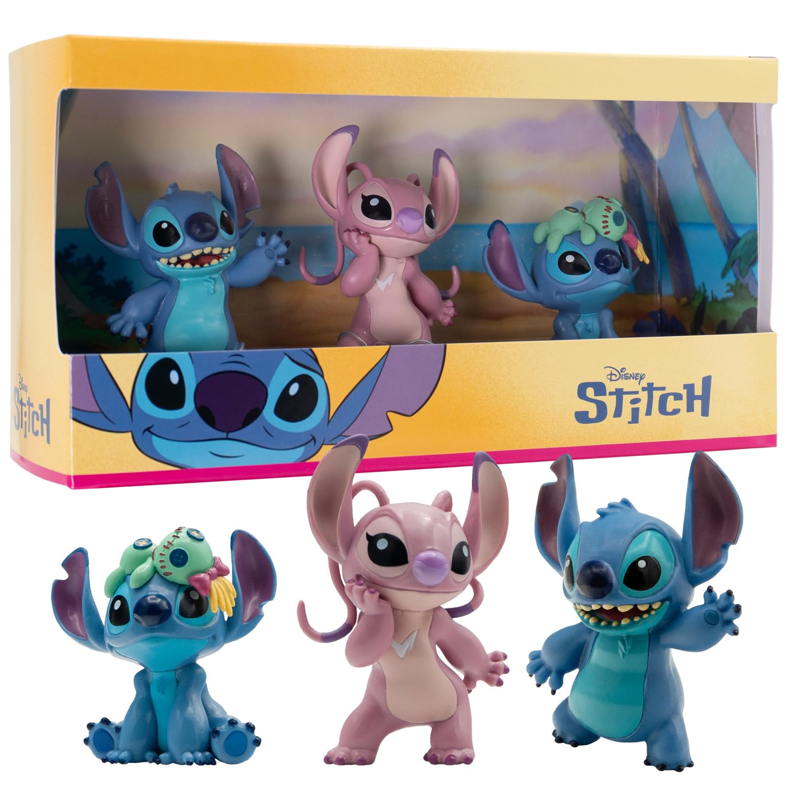 Stitch 3er Geschenkbox | Dekoration, Geschenk für Kinder ab 3 Jahren, detailgetreu, Walt Disney Sammelfiguren, 12591