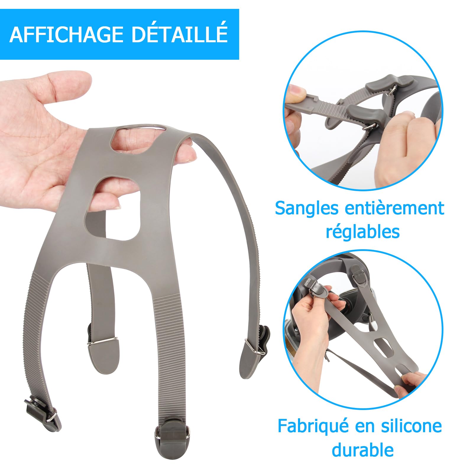 Harnais de Tête Compatible avec la Série 3M 6000 6700, 6800, 6900, Trudsafe 6900, Harnais de Rechange pour Masque Respiratoire Intégral
