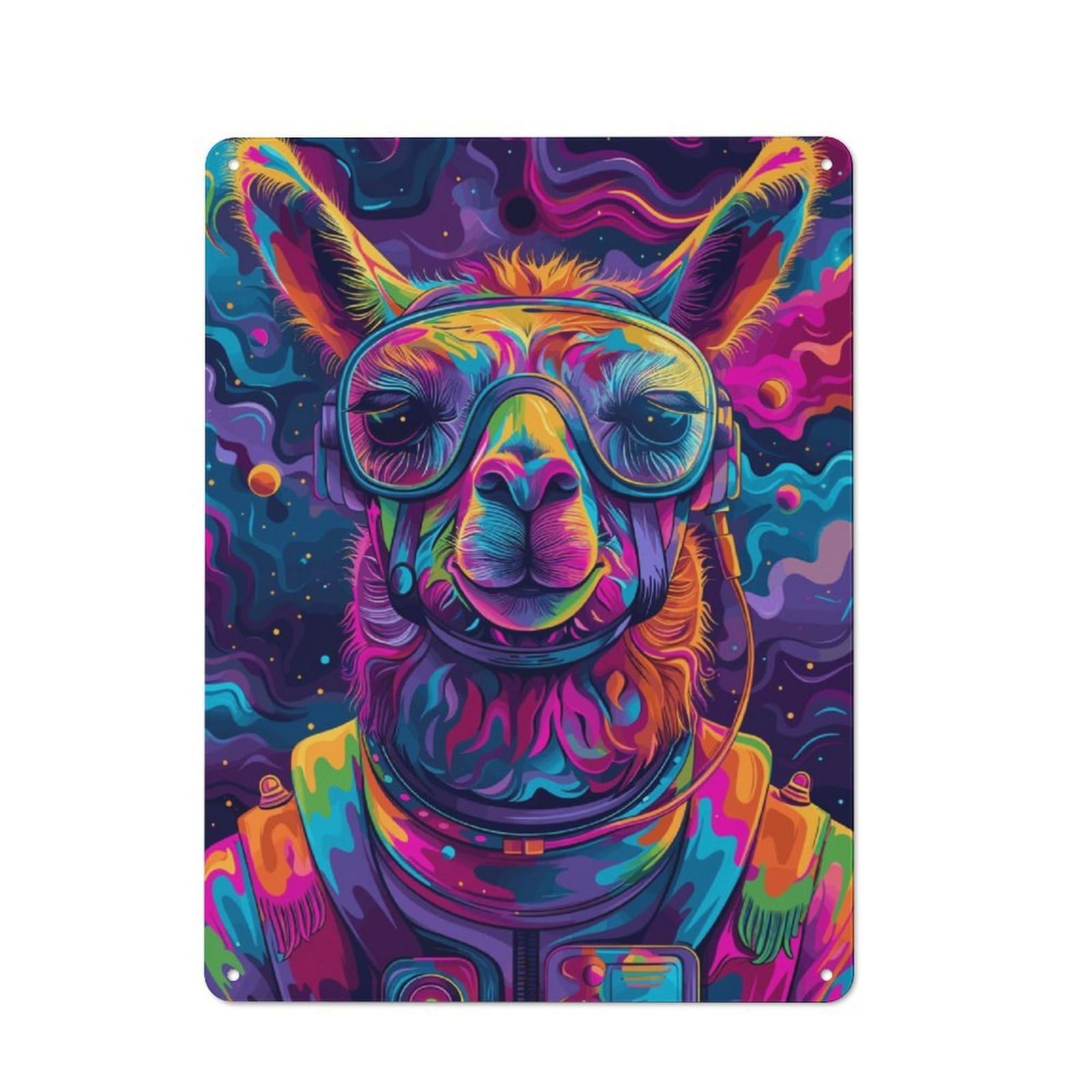 Junmoney Astronaut Space Lama For Garden Room Or Summerhouse, Rustic Tin Sign 40X30cm, Tin Sign Wall Decor For Garden Rooms And Summerhouses