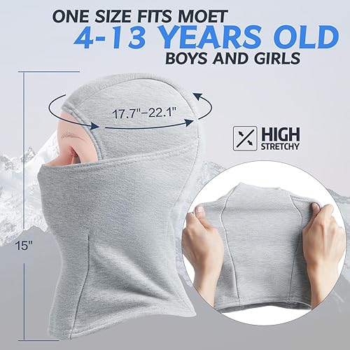 Miniatura 5 de Pasamontañas para niños, gorro de invierno, calentador facial para clima frío, máscara de esquí para niños y niñas