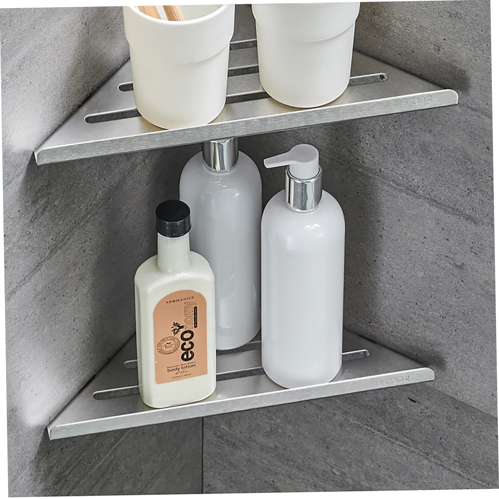 Mensola Doccia Angolare in Acciaio Inossidabile 304 Design a Cornice Rinforzata, Scaffale Portaoggetti da Parete per Bagno e Cucina in Hotel