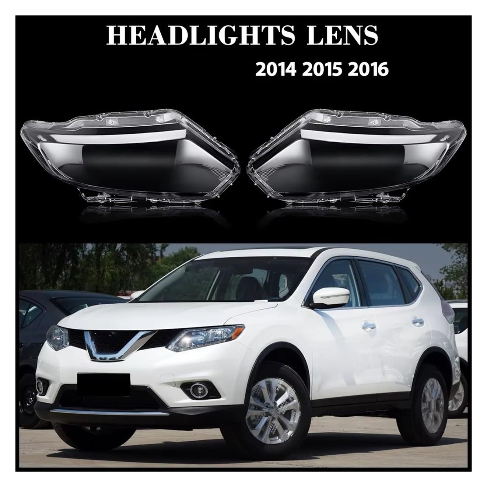 Per Nissan X-Trail 2014-2016 Faro Borsette Trasparente Paralume Copertura Lente di Vetro Alloggiamento Faro Sinistra