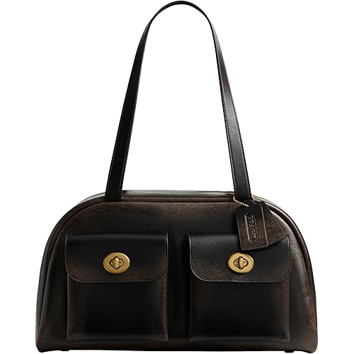 Coach Twin Turnlock Bag in Loved Leather, 1Z/Black