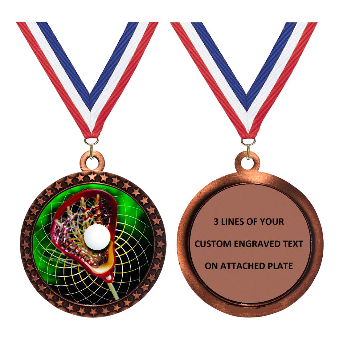 Express Medals Engraved 1 to 50 Packs Engraved Lacrosse Bronze Medal Trophy Award with Personalized Custom Text LD212-FCL504