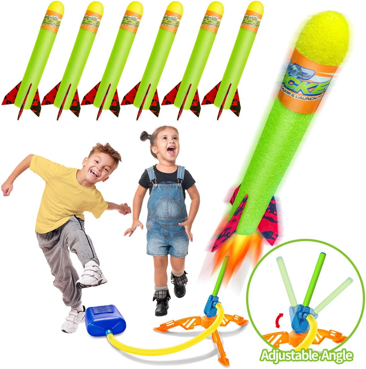 Banvih Toy Rocket Launchers for Kids-Outdoor Toys for Boys with 6 Foam Air Jump Rockets-Perfect Sports Games Gifts for Toddlers, Girls Ages 3,4,5,6,7,8+ Years Old