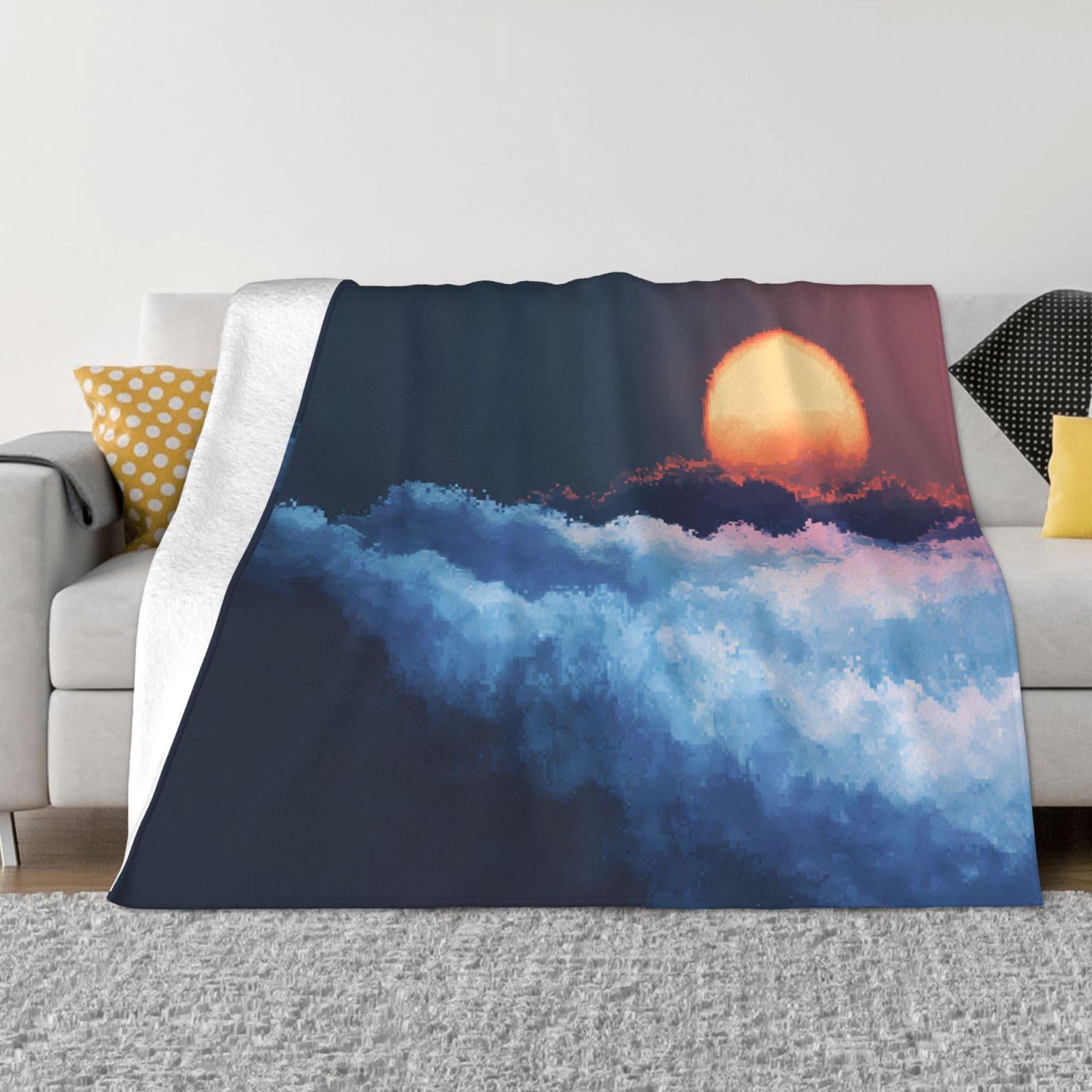 Couverture de canapé en flanelle haut de gamme au design soleil couchant