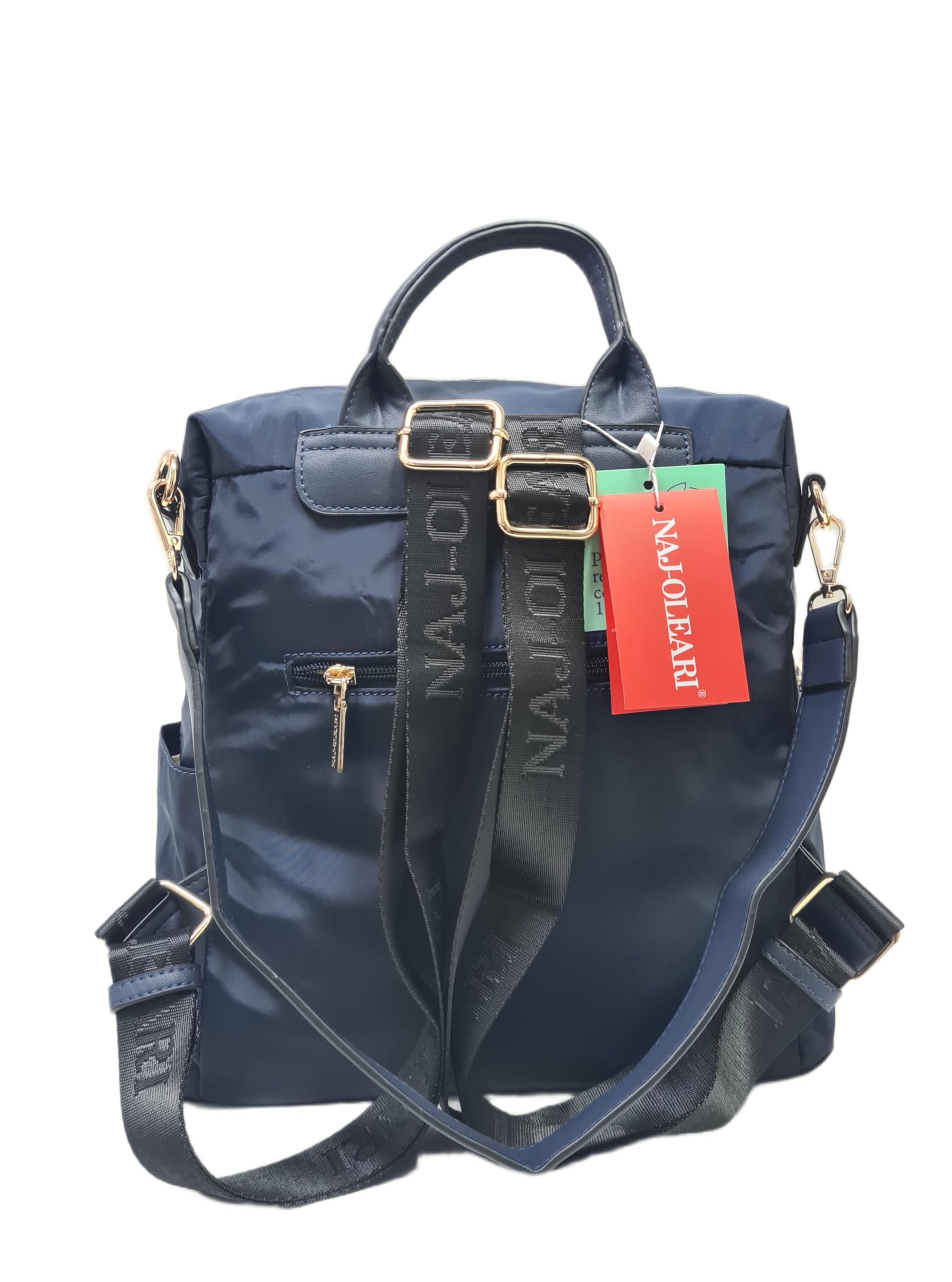 NAJ-OLEARI Borsa Zaino Donna Multitasche, Nylon Riciclato, con Spallacci Regolabili, a Spalla e Mano, Dimensioni 32x30x12 cm Art. 61749/25 (BLU)