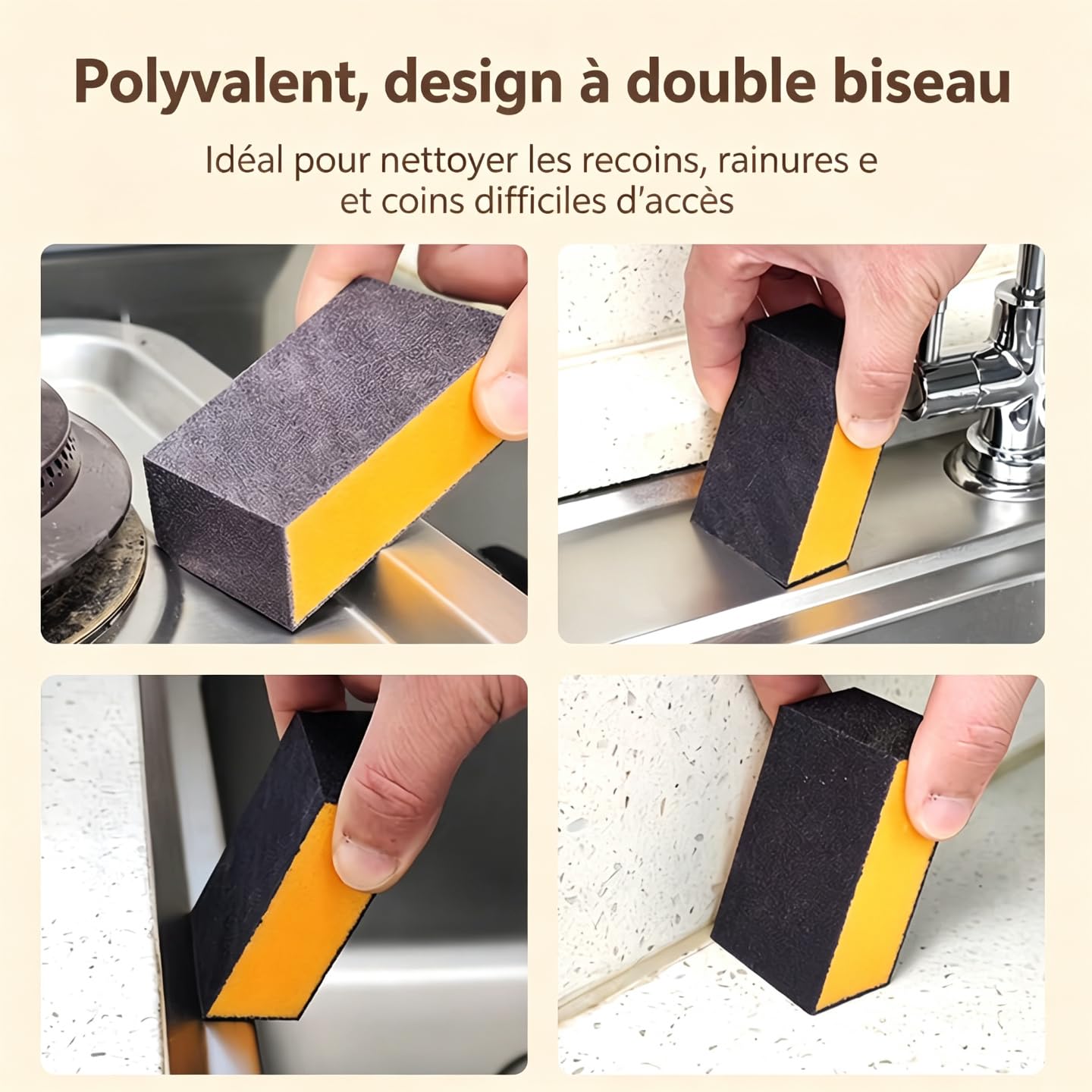 Éponge de Nettoyage Multisurface avec Face Abrasive – Accessoire Ménager pour Cuisine et Salle de Bain – Idéale pour Ustensiles，Éponge 20 pcs+Gants de Vaisselle